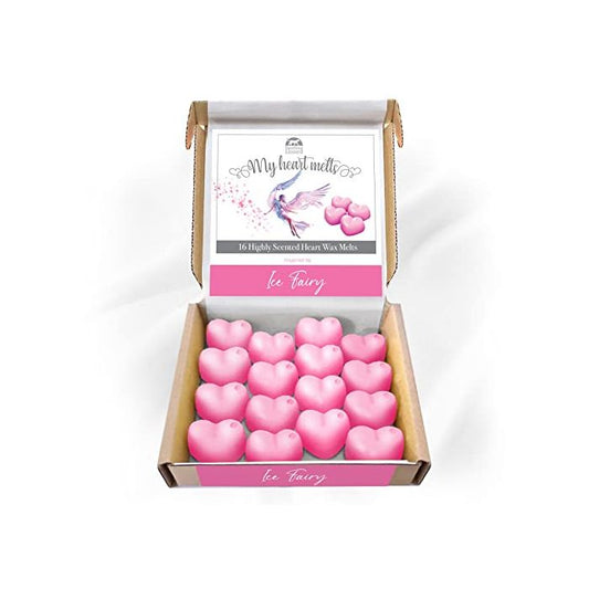 Ice Fairy Wax Melts: 16 x 5g Heart Shaped Scented Wax Melts, Vegan & Pet Friendly, Cruelty & Plastic Free, Candle Alternative