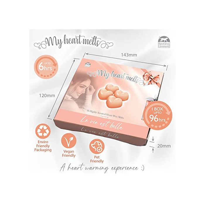 Le Vie Est Belle Wax Melts: 16 ceras derretidas en forma de corazón en una caja de regalo de presentación 