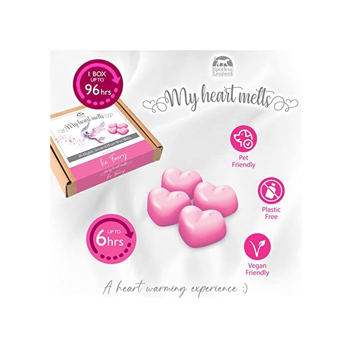 Ice Fairy Wax Melts: 16 x 5 g de cera perfumada en forma de corazón, vegana y apta para mascotas, libre de crueldad y plástico, alternativa a las velas 