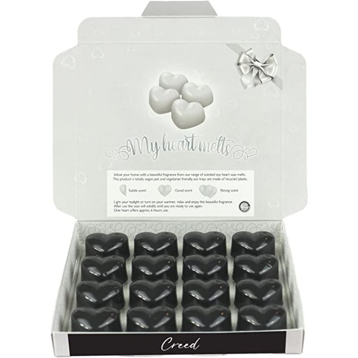 Creed Wax Melts: 16 x 5g Heart Shaped Scented Wax Melts Inspired by Creed Perfume in a Presentation Gift Box, Vegan & Pet Friendly, Cruelty Free, Candle Alternative