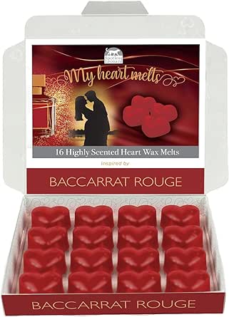 Cera para derretir Baccarat Rouge - 16 x 5 g en forma de corazón, fragancia deliciosa en una elegante caja de regalo - Leopardo impecable - Set de regalo aromático - Fabricado en el Reino Unido 