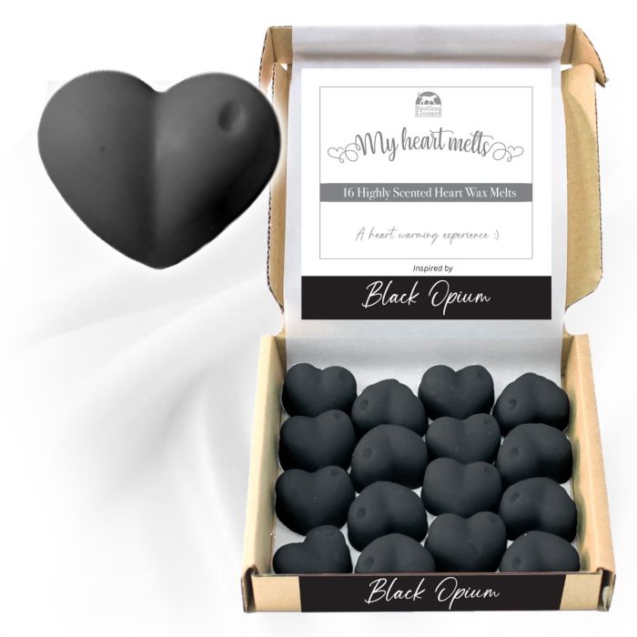 Cera derretida de opio negro: 16 piezas x 5 g de cera perfumada en forma de corazón inspirada en el opio negro, vegana y apta para mascotas, libre de crueldad y plástico, hecha a mano en el Reino Unido, alternativa a la vela 2 