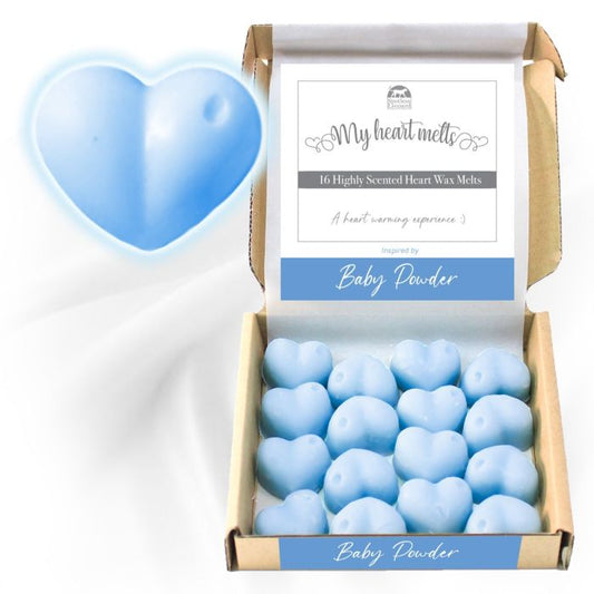 Baby Powder Wax Melts: 16 pcs x 5g Heart Shaped Scented Wax Melts, Vegan & Pet Friendly, Cruelty & Plastic Free, Handmade in UK, Candle Alternative 2