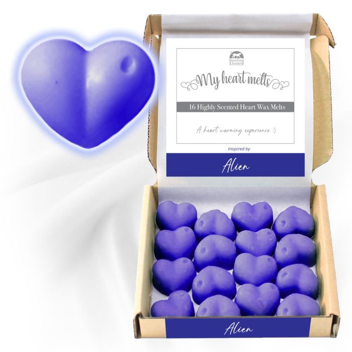 Alien Wax Melts: 16 piezas x 5 g de cera perfumada en forma de corazón inspirada en Alien Perfume, vegana y apta para mascotas, libre de crueldad y plástico, alternativa a velas 2 