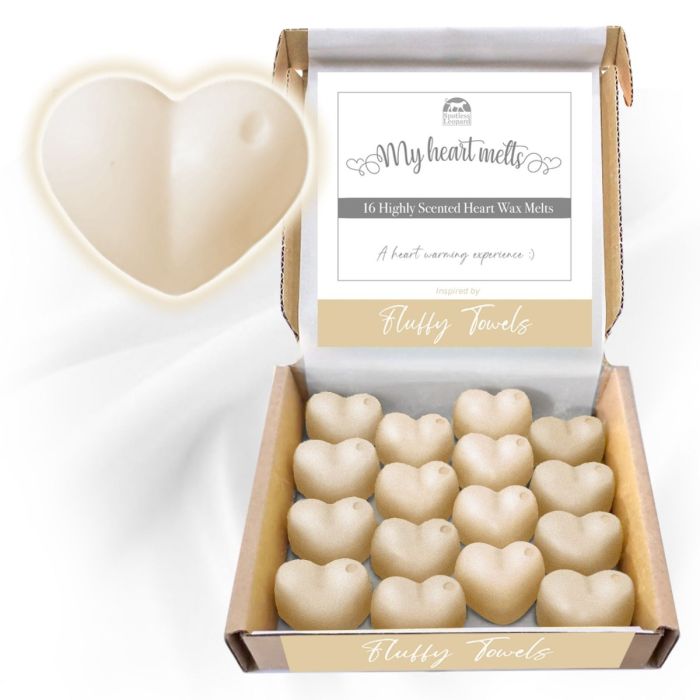 Fluffy Towels Wax Melts: 16 pcs Heart Shaped Melts Scented with Notes of Lemon, Apple, Lavender and Lily Fresh Wax Melt Set Plastic & Cruelty Free, Vegan & Pet Friendly.