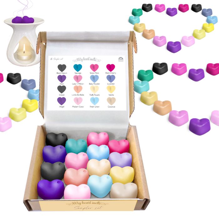 Sampler Pack: Wax Melts Gift Set with 16 Different Scents for You to Try Including 8 Perfume Wax Melts, 2 Fruit Wax Melts, 2 Floral Scents, 4 Clean and Fresh Scents.