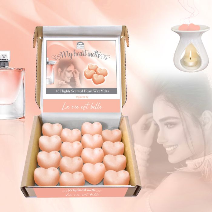 Le Vie Est Belle Wax Melts: 16 ceras derretidas en forma de corazón en una caja de regalo de presentación 