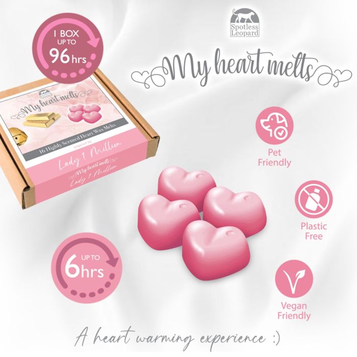 Lady Million Wax Melts, 16 x 5g Heart Shaped Lady 1 Million Wax Melts, Premium Quality, Handmade with Love, Lady One Million Perfume Wax Melts Strong Scented Candle Alternative