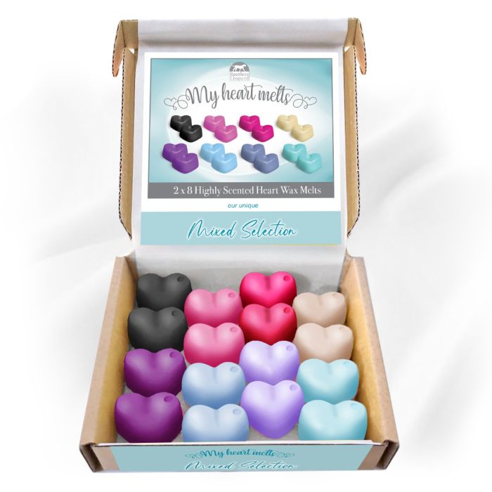 Mixed Perfume Wax Melts: 8 x 2 PCS Heart Shaped High Street Perfume Scented Wax Melts - 2 Each of Alien, Angel, Black Opium, Creed, Lady Million, Madam Coco Sauvage & La Vie Est Belle