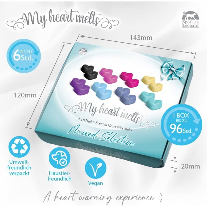 Mixed Scents Wax Melts: 16 Heart Shaped Melts in a Presentation Gift Box