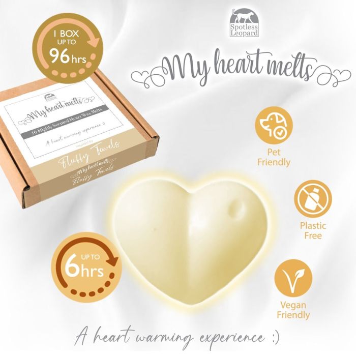 Fluffy Towels Wax Melts: 16 pcs Heart Shaped Melts Scented with Notes of Lemon, Apple, Lavender and Lily Fresh Wax Melt Set Plastic & Cruelty Free, Vegan & Pet Friendly.