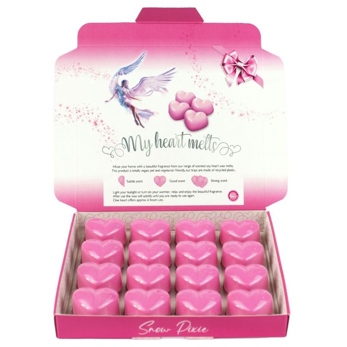 Snow Pixie Wax Melts: 16 x 5g Heart Shaped Wax Melts Scented in a Presentation Gift Box, Vegan & Pet Friendly, Cruelty Free, Handmade in UK aka Ice Fairy, Candle Alternative Wax Melts Gift Set